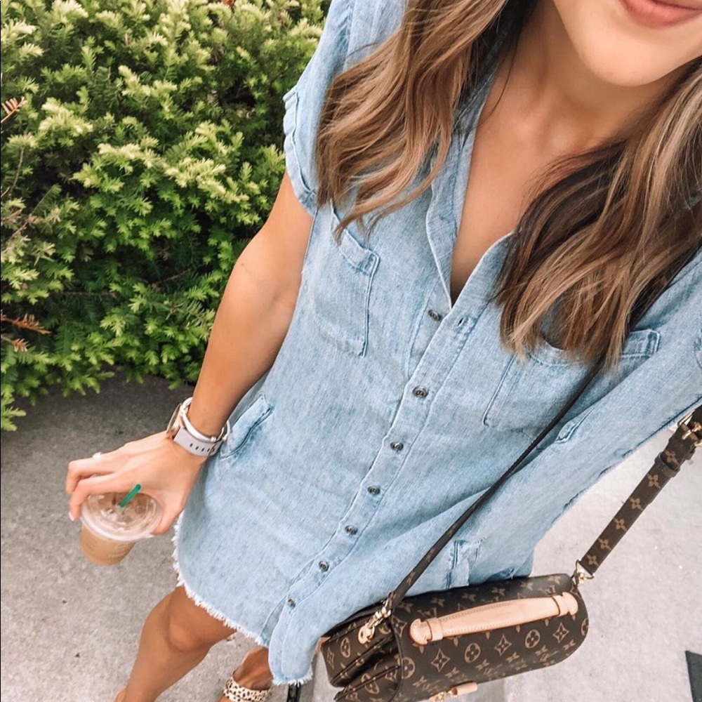 Billy T chambray mini shirt dress